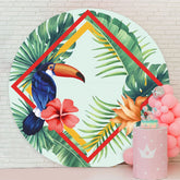 Aperturee - Green Leaves And Bird Round Birthday Backdrop